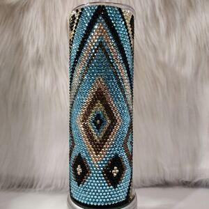 BRAND NEW DOUBLE WALL STAINLESS STEEL RHINESTONE TRAVEL TUMBER 20oz